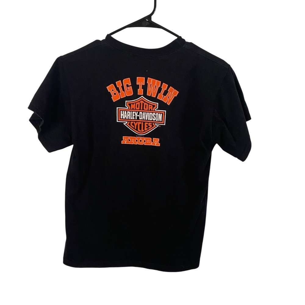 Harley Davidson Boys Black Big Twin Eagle Graphic T-Shirt Size 14/16 L - Picture 2 of 3